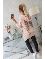 Mikina s potiskem křídel pudrově růžová