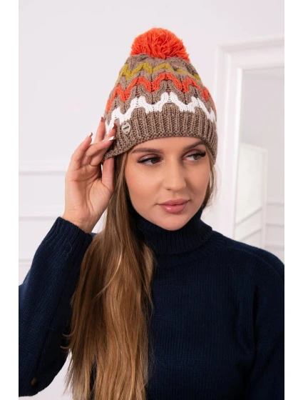 Dámská čepice Laila K283 dark beige+kiwi Dámská čepice Laila K283 dark beige+kiwi