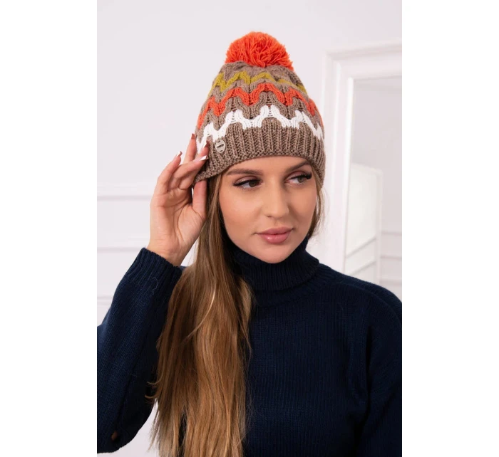 Dámská čepice Laila K283 dark beige+kiwi Dámská čepice Laila K283 dark beige+kiwi