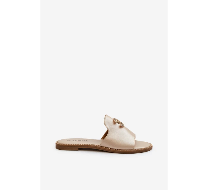 Elegantní Dámské Lesklé Sandály S Ozdobou S.Barski KV27-050 Zlaté