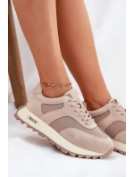 Semišové Sneakersy Na Platformě Dámské Big Star RR274897 HI-POLY SYSTEM Béžové Semišové Sneakersy Na Platformě Dámské Big Star RR274897 HI-POLY SYSTEM Béžové