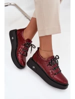 Kožené Lakované Dámské Mokasíny Na Platformě Artiker 57C2046 Bordó