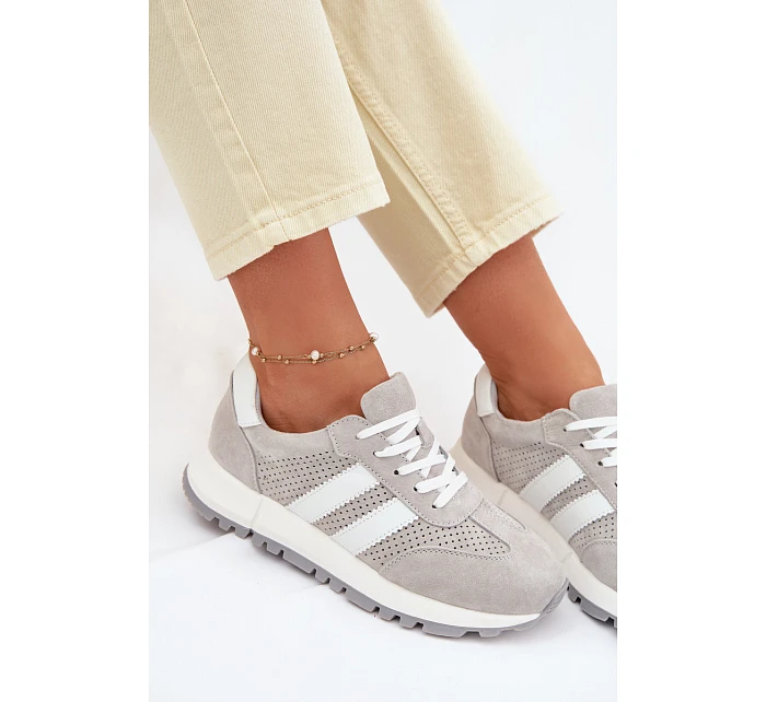 Dámské tenisky z pravé semišové šedé model 22069511 - EVENTO Dámské tenisky z pravé semišové šedé model 22069511 - EVENTO