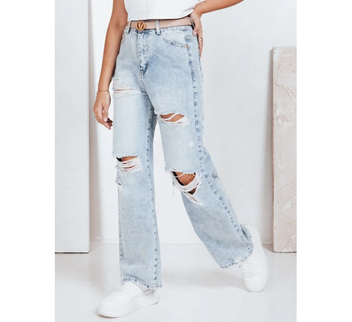 Dámské džíny s širokým žebrováním modré FashionStreet UY2794 Dámské džíny s širokým žebrováním modré FashionStreet UY2794