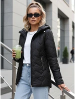 Dámská přechodná prošívaná bunda s kapucí černá FashionStreet TY5611 Dámská přechodná prošívaná bunda s kapucí černá FashionStreet TY5611