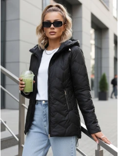 Dámská přechodná prošívaná bunda s kapucí černá FashionStreet TY5611