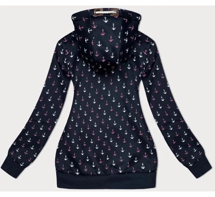 Tmavě modrá teplá rozepínací mikina se vzorem model 21312114 - 6&8 Fashion Tmavě modrá teplá rozepínací mikina se vzorem model 21312114 - 6&8 Fashion