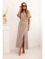 Dlouhá šaty s ozdobným páskem fango