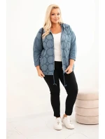 Dámská mikina Plus Size bavlněná rozepínací na zip džínová modrá