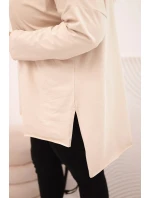 Dámská blůza Plus Size asymetrická s dlouhým rukávem béžová