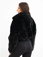Dámská kožešinová bomber bunda s límcem a kapsami černá Dámská kožešinová bomber bunda s límcem a kapsami černá