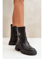 Dámské boty z eko kůže na zip s ozdobnými detaily černé model 21670385 - Boto