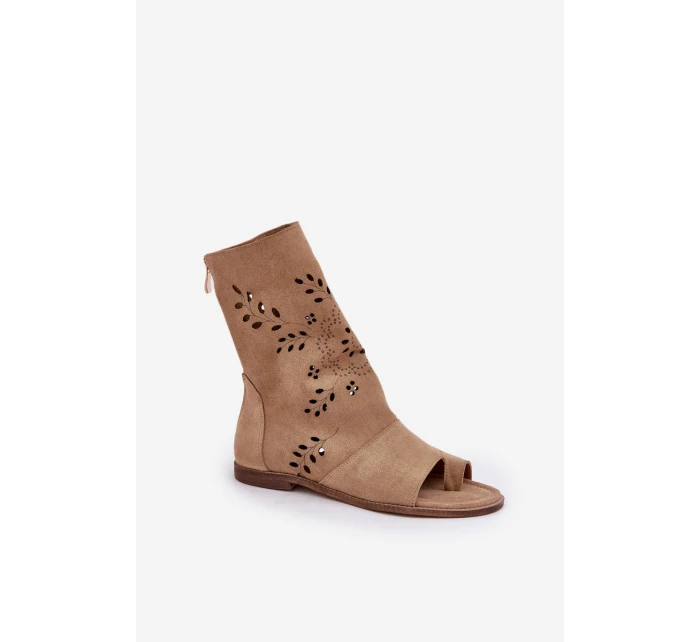 Zazoo Dámské Semišové Sandály S Na Zip Béžové model 21682066 - Boto Zazoo Dámské Semišové Sandály S Na Zip Béžové model 21682066 - Boto