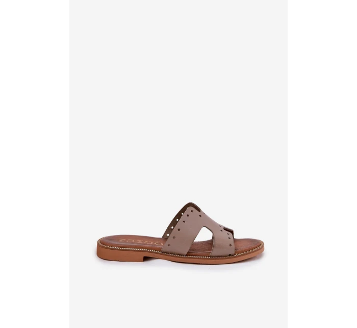 Zazoo 40326 Dámské sandály s ozdobnými výřezy tmavě béžové Zazoo 40326 Dámské sandály s ozdobnými výřezy tmavě béžové