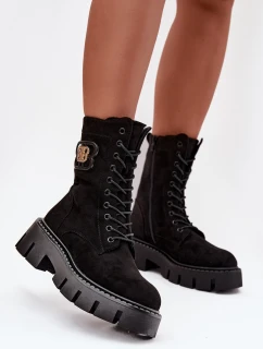 Zateplené workery dámské s ozdobou černé Melisse