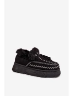 Dámské sněhule Ferayne na platformě s kožešinou a třásněmi – černé Dámské sněhule Ferayne na platformě s kožešinou a třásněmi – černé
