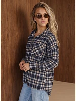 Dámská flanelová košile s kostkovaným vzorem, tmavě modrá, FashionStreet DY0508 Dámská flanelová košile s kostkovaným vzorem, tmavě modrá, FashionStreet DY0508