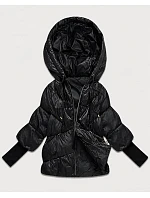 Dámská bunda s pletenými manžetami, oversize, černá (B6078-1) Dámská bunda s pletenými manžetami, oversize, černá (B6078-1)