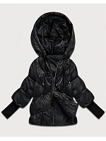 Dámská bunda s pletenými manžetami, oversize, černá (B6078-1)