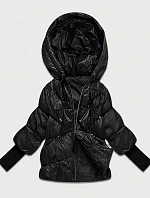 Dámská bunda s pletenými manžetami, oversize, černá (B6078-1)