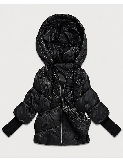 Dámská bunda s pletenými manžetami, oversize, černá (B6078-1) Dámská bunda s pletenými manžetami, oversize, černá (B6078-1)