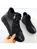 Černé dámské kožené nepromokavé boty Rieker N1305-00 Černé dámské kožené nepromokavé boty Rieker N1305-00