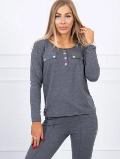 Sada s knoflíkovým výstřihem grafitová