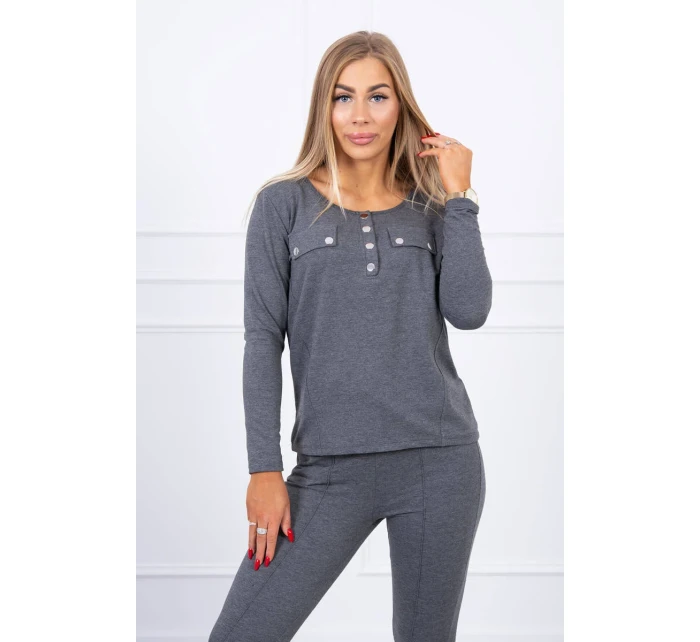 Sada s knoflíkovým výstřihem grafitová