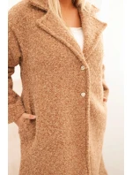 Dámský kabát Plus Size s vlnou a velkým límcem camelový Dámský kabát Plus Size s vlnou a velkým límcem camelový