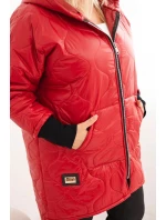 Dámská bunda Plus Size prošívaná s kapucí červená