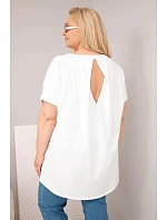 Dámská halenka Plus Size bavlněná s krátkým rukávem bílá Dámská halenka Plus Size bavlněná s krátkým rukávem bílá