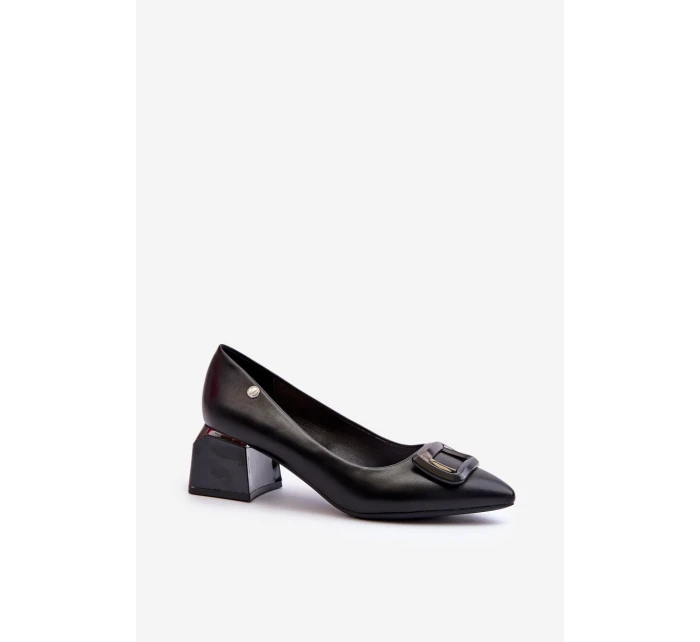 Lodičky Na Podpatku S S Ozdobou Z Černé model 21655391 - VINCEZA