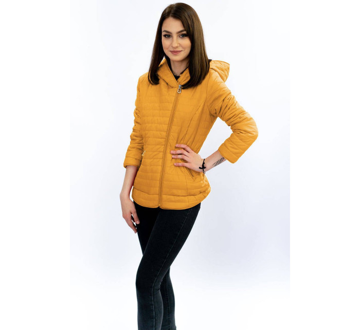 Žlutá bunda s asymetrickým zipem (DL015)