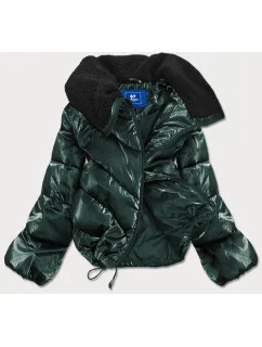 KRÓTKA KURTKA OVERSIZE Z SZEROKIMI RĘKAWAMI ZIELONA (J9-016)