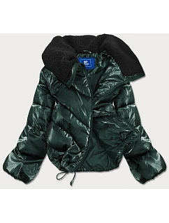 Krátká bunda oversize s širokými rukávy zelená (j9-016)