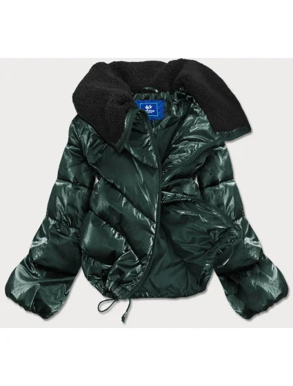 KRÓTKA KURTKA OVERSIZE Z SZEROKIMI RĘKAWAMI ZIELONA (J9-016)