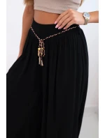 Dámské kalhoty z viskózy se širokými nohavicemi černý
