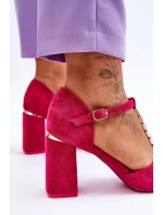 Semišové sandály na vysokém podpatku s kubickými zirkony model 21612495 - VINCEZA