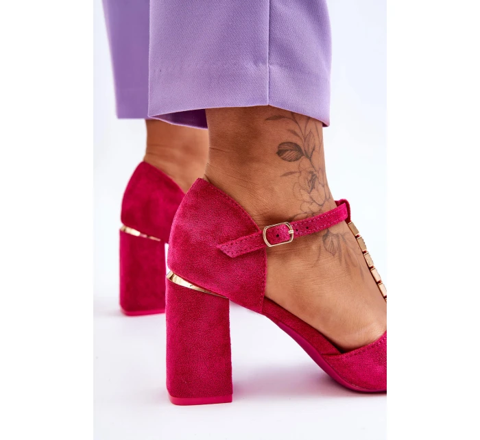 Semišové sandály na vysokém podpatku s kubickými zirkony model 21612495 - VINCEZA