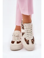Dámské sneakers s leopardím vzorem na platformě béžové model 21689446 - Boto Dámské sneakers s leopardím vzorem na platformě béžové model 21689446 - Boto