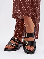 Dámské pantofle se zlatými sponami Černé Danelle