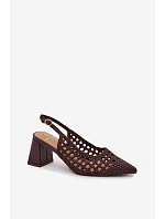 Dámské sandály na podpatku čokoládové model 22095121 - Boto