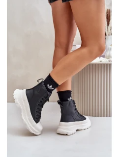 Kožené Zateplené Tenisky Na Masivní Platformě Big Star Černé