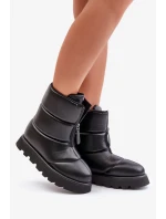 Sněhule Na Platformě S Zipem Eko Kožené Černé Resisia