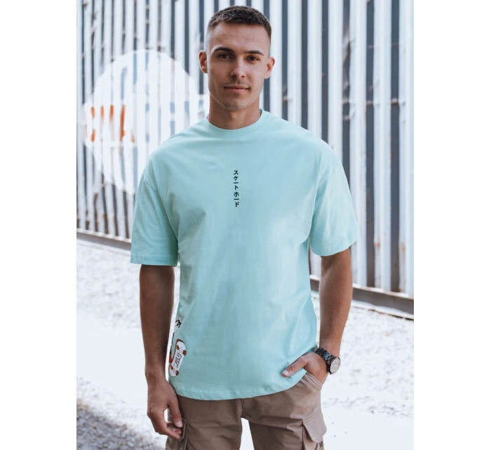 Pánské tyrkysové tričko s potiskem FashionStreet RX5509