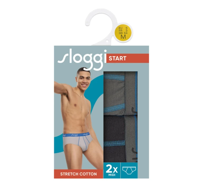 Pánské slipy Start Midi C2P box - BROWN - LIGHT COMBINATION - černnošedé M003 - SLOGGI