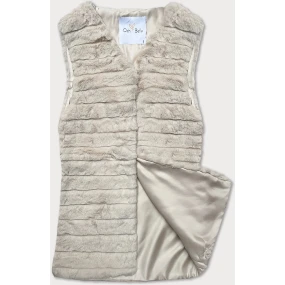 Kožešinová vesta v barvě ecru s podšívkou (2114)