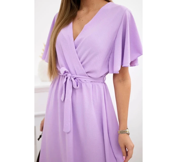 Šaty s vrstveným výstřihem světle fialová