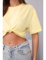 Dámská bavlněná basic halenka s krátkým rukávem žlutá