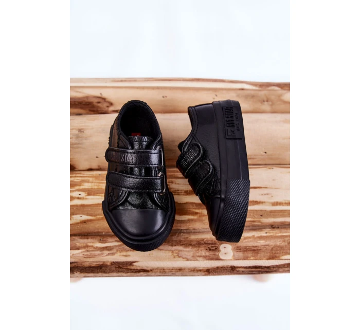 Dětské kožené tenisky na suchý zip BIG STAR KK374090 Černá